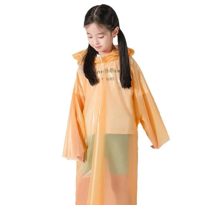 Disposable children's card raincoat in blue, compact 13x9cm packed size, bagged