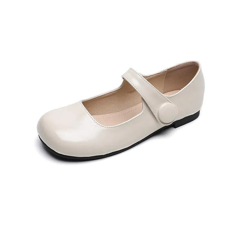 Women's flat shoes in solid colour with microfiber upper, red and apricot options