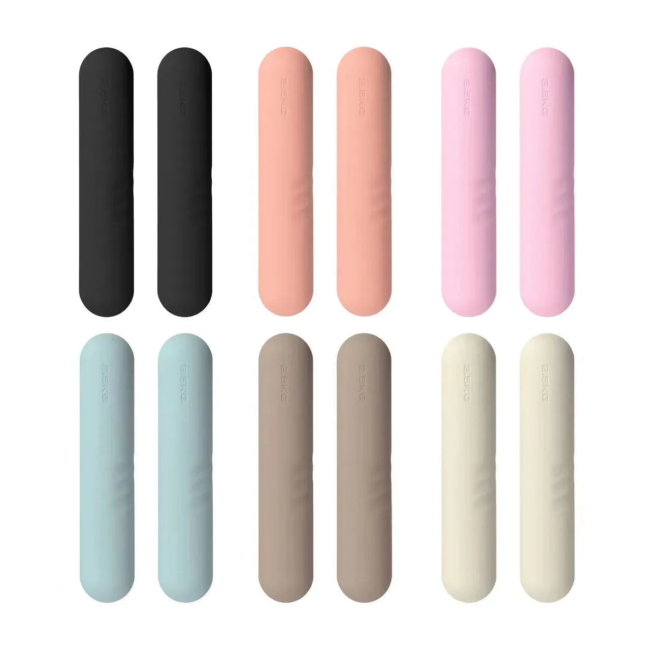 Hand-drawn silicone-edged dumbbell in various colours with cast iron weights