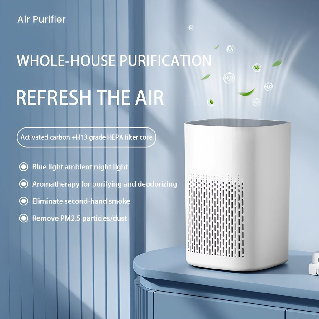 Simple style desktop air purifier and panel heating machine with USB power port.