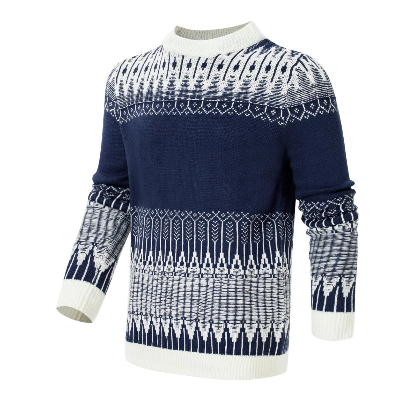 Men's soft cotton-blend knitted sweater with crew neck and long sleeves