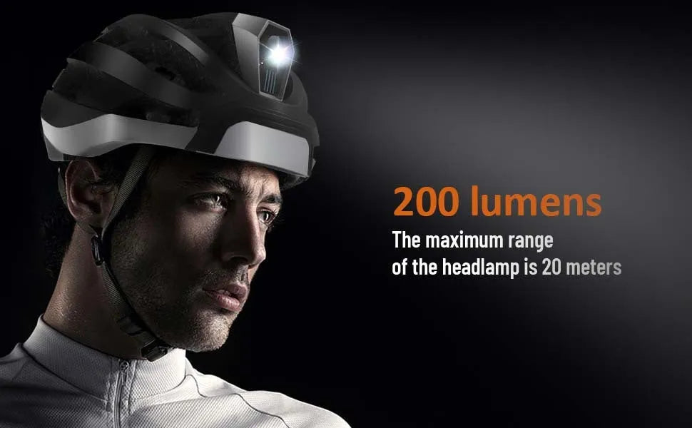 Smart Bluetooth warning light riding helmet in black and grey, free size 57-62cm, EPS PC construction