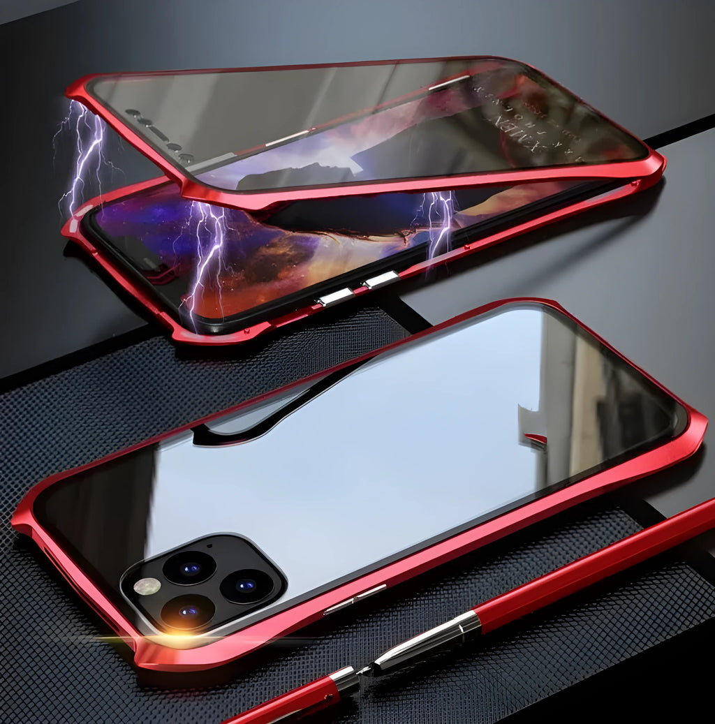 Magnetic king glass metal back cover for iPhone 11 Pro Max in black