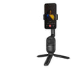 Black mobile phone bracket with face following PTZ tripod folded to 139 mm, showing phone clamp and tripod legs