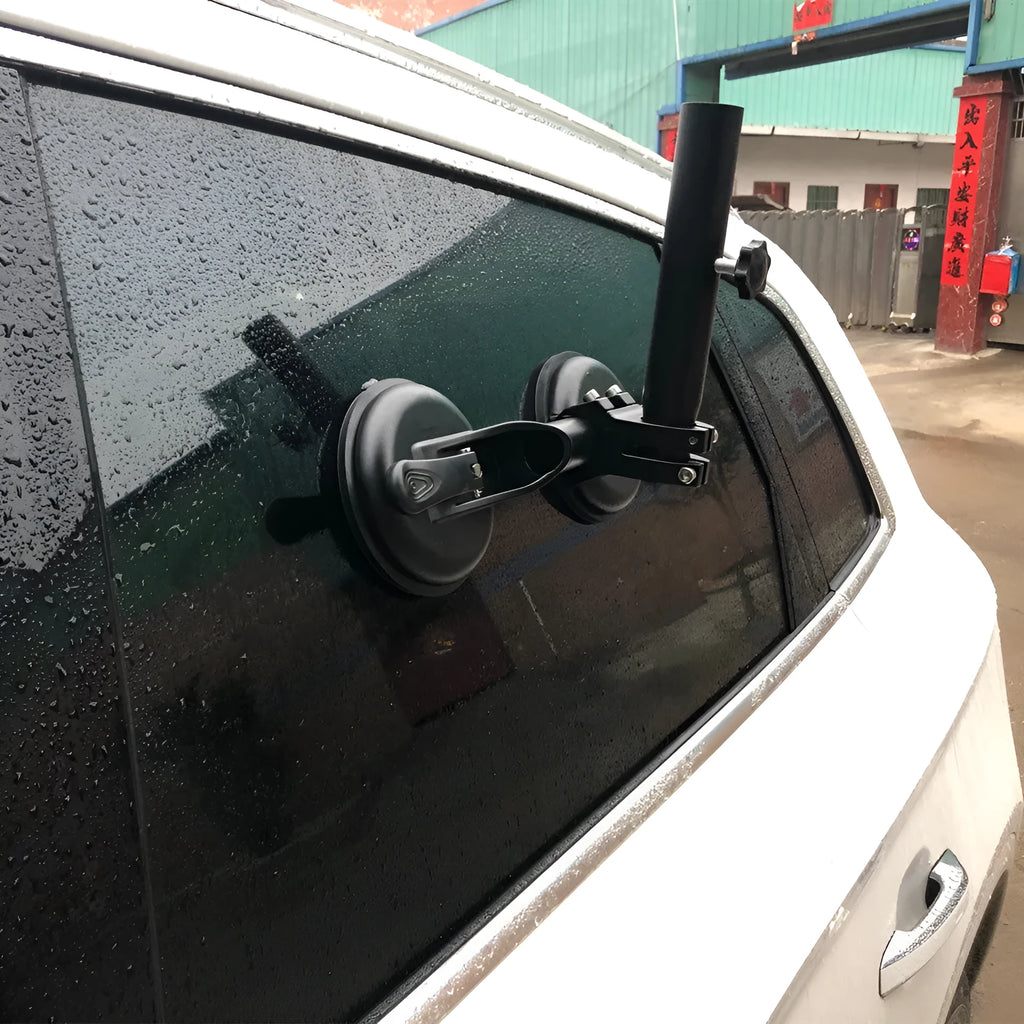 Black off-road car sucker base with round suction cup for vehicle flag mounting
