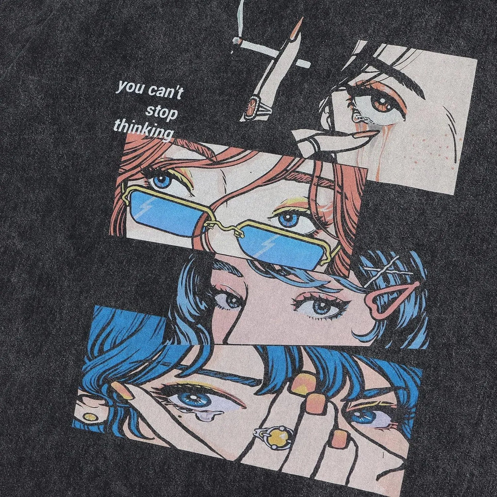 Men's loose fit cotton t-shirt with cartoon digital print design in street style