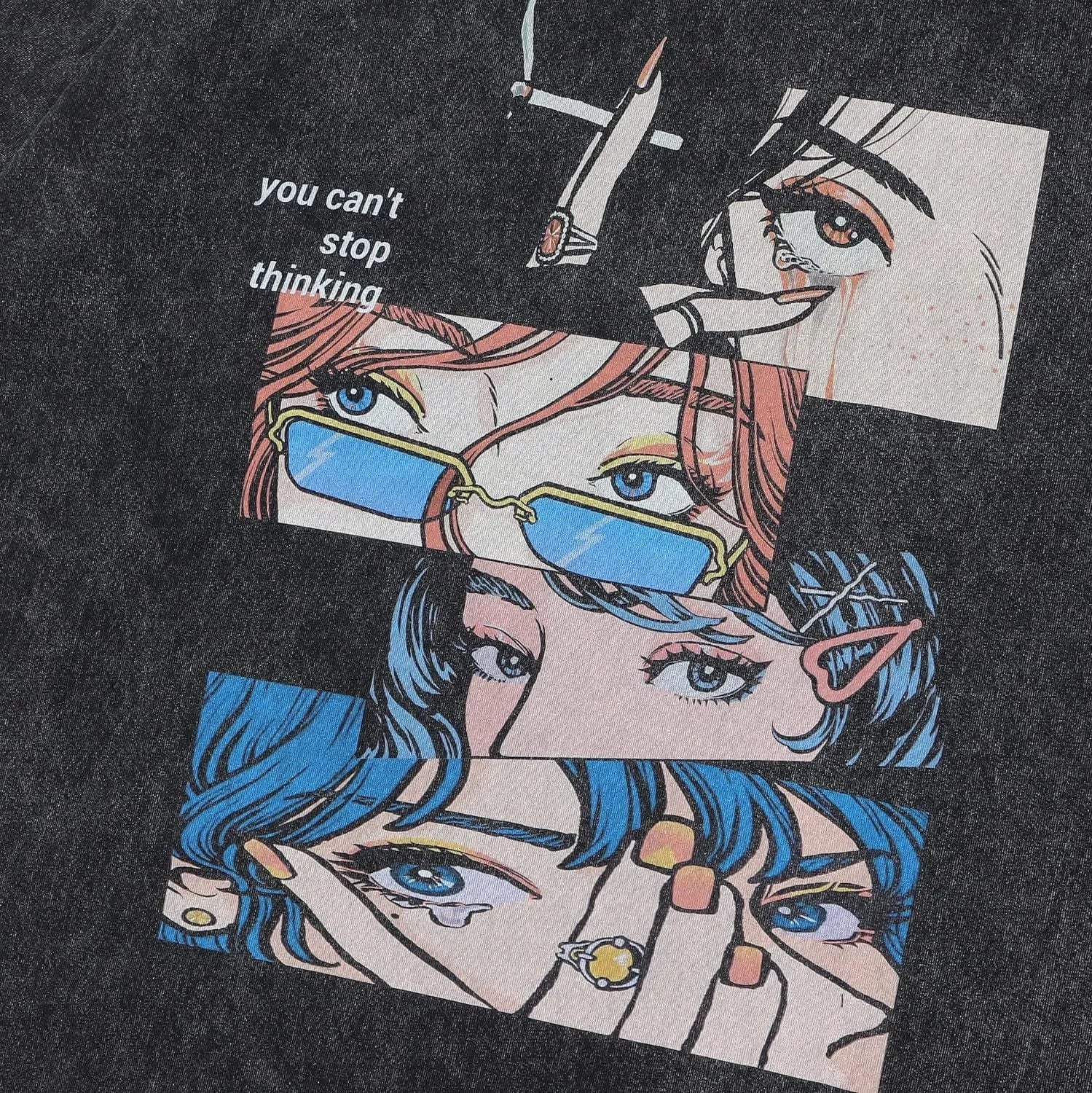 Men's loose fit cotton t-shirt with cartoon digital print design in street style