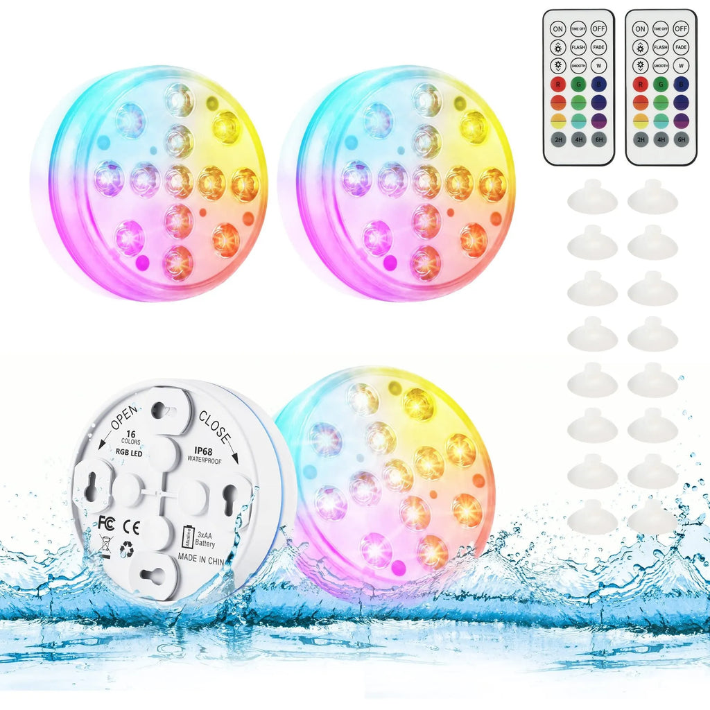 Remote control colour changing diving light with IP68 waterproof rating for pool and garden use