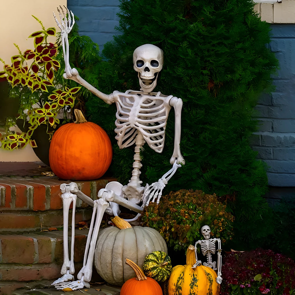90cm tall movable joint plastic skeleton Halloween decoration prop