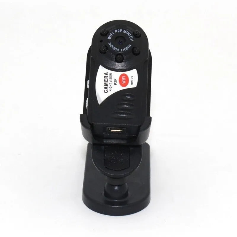 Black wireless WiFi network camera with 16x optical zoom, 720P HD, and night vision