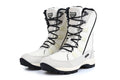 Women's genuine leather snow boots in mid-calf length with round toe and rubber sole