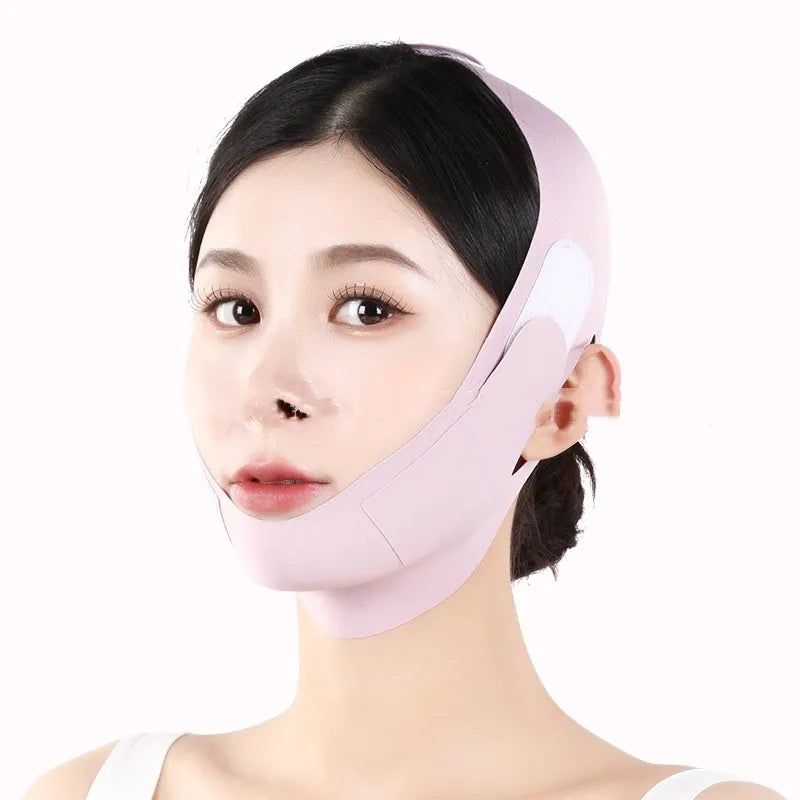 Graphene face shaping mask with lifting and tightening bandage in breathable fabric