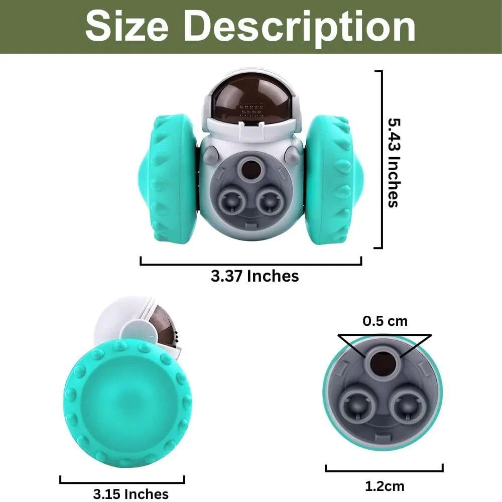 Robot-design tumbler treat dispenser toy for small dogs and cats in assorted colours