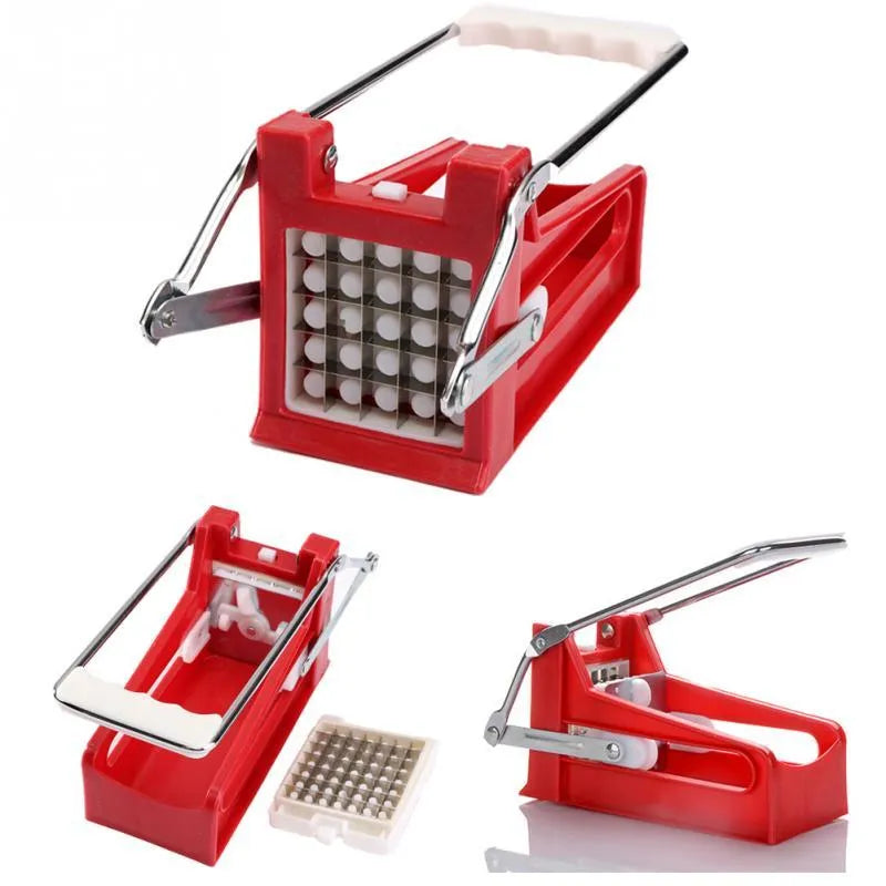 2-blade potato cutter chopper with stainless steel blades and non-slip rubber foot for french fries