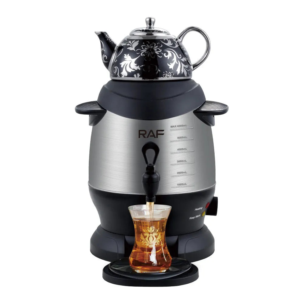Double-layer stainless steel kettle 6L black with button operation and chassis heating