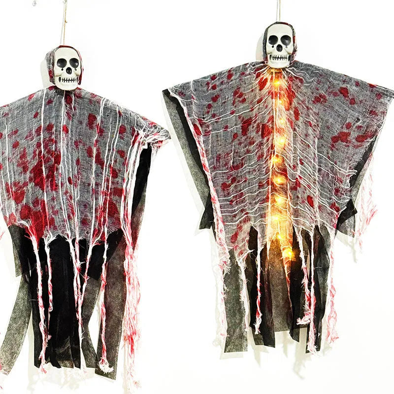 Halloween blood-dyed luminous skull hanging ghost plastic decoration for outdoor and indoor display