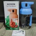 Portable electric juicer with 1500ml capacity, USB rechargeable, eight steel blades, and dual handles in pink colour