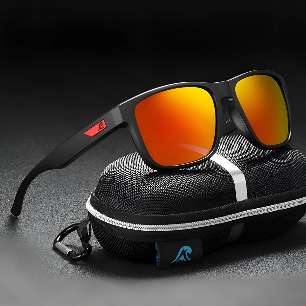 Men's polarised sunglasses with TAC real film lenses and PC frame, available in eight colours