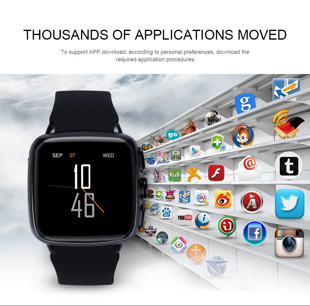Black and white smart watch with 1.54 inch touchscreen display on a wrist.