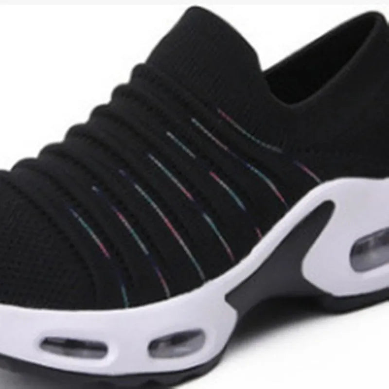 Fly-knit socks shoes in multiple colours with round toe and low heel
