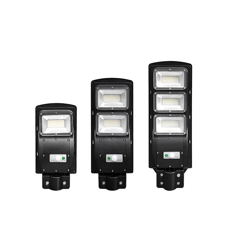 Integrated solar street light with solar panel, 60W LED light and remote control for outdoor installation