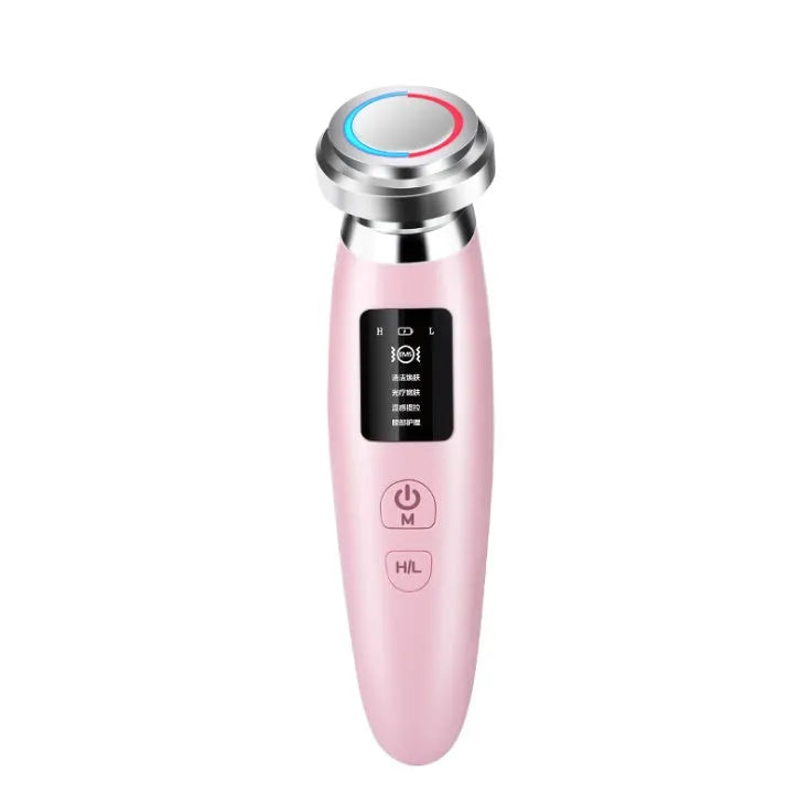 Pink cleansing and rejuvenating beauty instrument with compact 185mm length for home facial care
