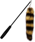 Black cat toy wand with elastic string measuring 42cm for interactive feline play