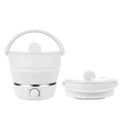 White portable folding electric cooker with food grade silicone body, 304 stainless steel liner, for 2-3 people travel camping
