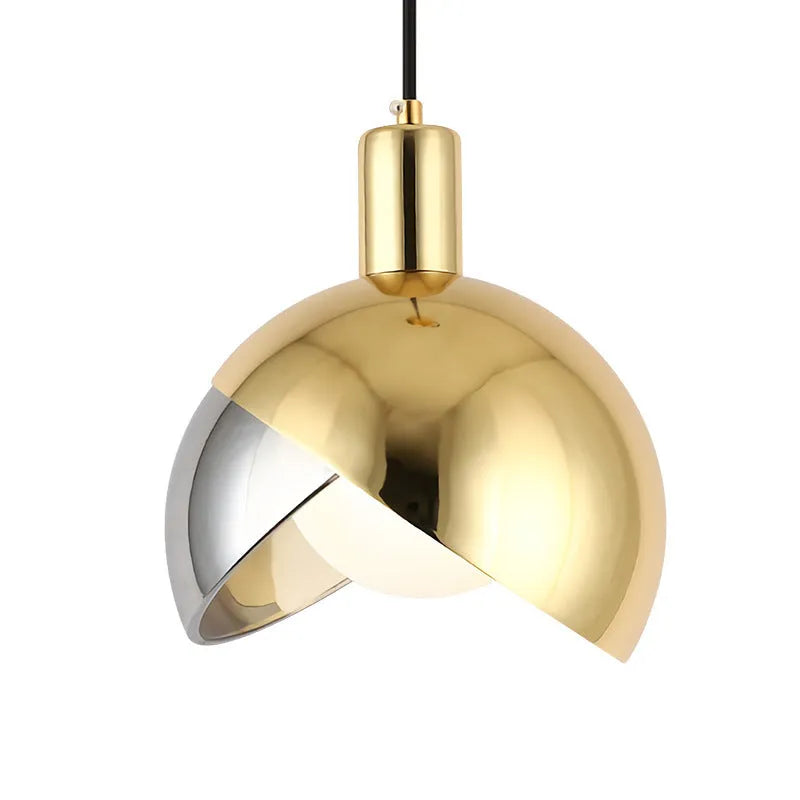 Simple 20cm iron droplight with golden stitching in champagne gold warm LED finish