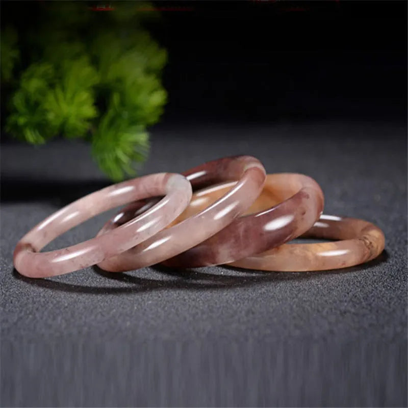 Jade violet bracelet for women made of natural quartz rock jade, flat bar style, 58-60mm size, on white background