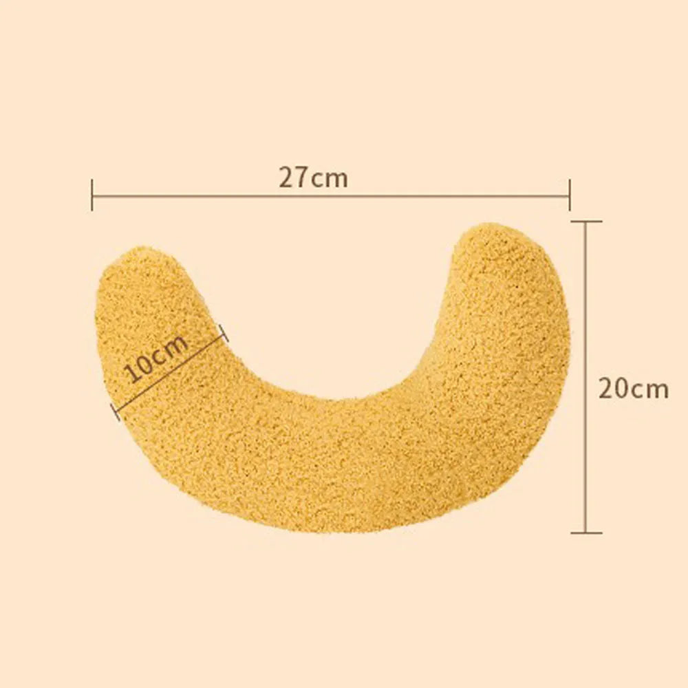 U-shaped blue cat pillow with adjustable collar for feline cervical support and sleeping comfort