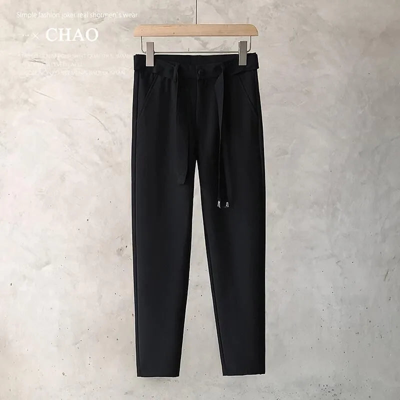 Boys slim straight wool trousers with tapered design in business casual style