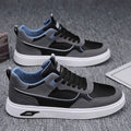 Men's Korean-style low-top canvas board shoes in black, beige, or grey with mesh lining