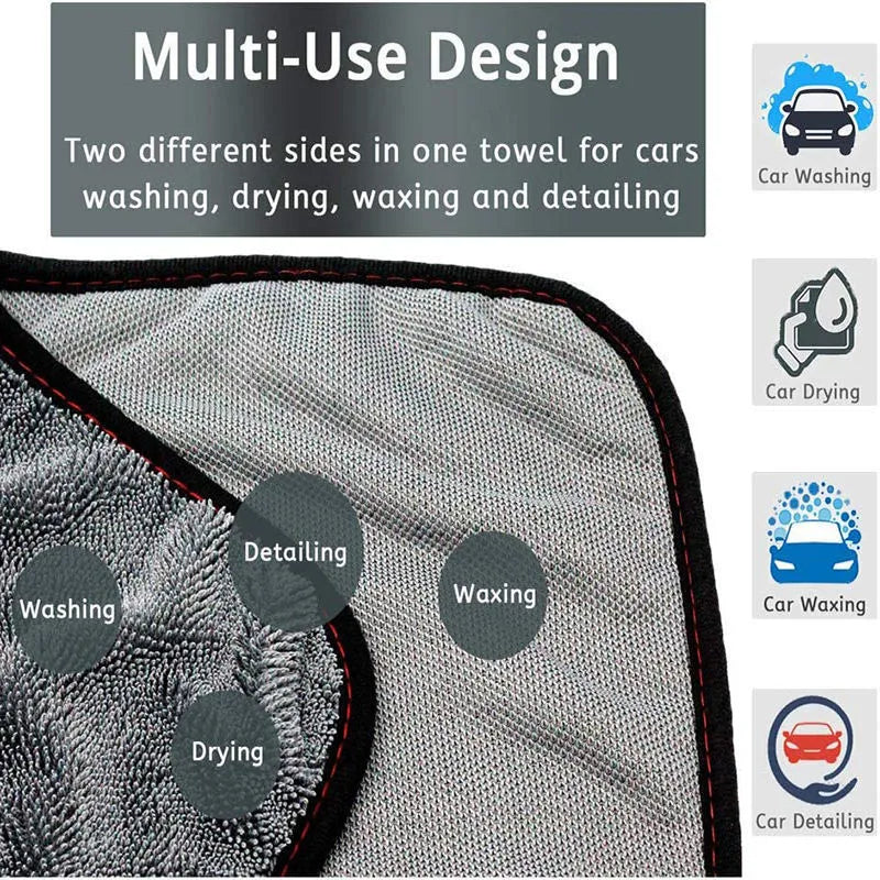 Grey 40x40cm square microfiber car wash and drying towel laid flat