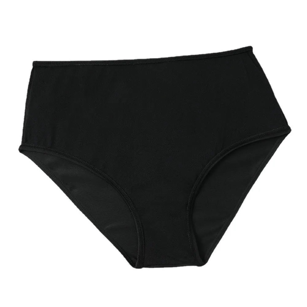 High-waist double-layer swimsuit bikini set with a coconut tree print pattern.