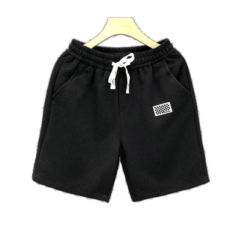 Men's American style casual sports shorts in white, black, and green colours with elastic waist