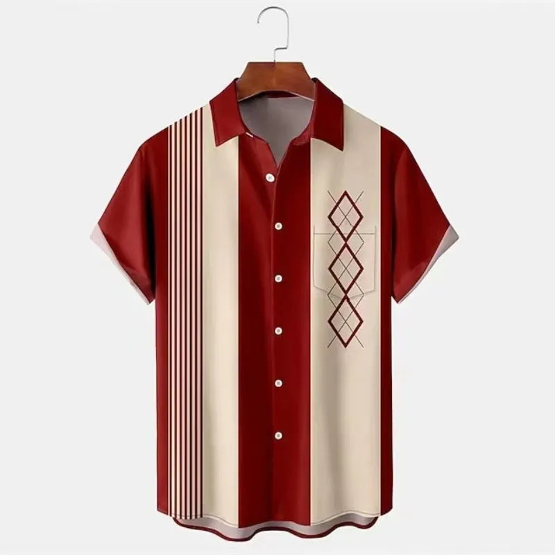 Men's slim fit short sleeve shirt with detailed 3D floral digital printing in polyester fabric