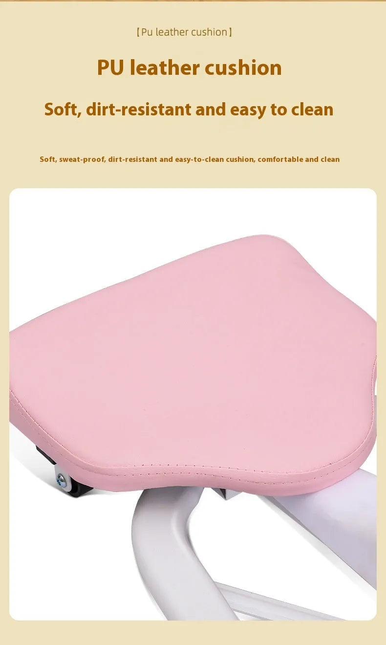 Pink horse leg opener fitness equipment with steel pipe frame and foam padding for leg stretching exercises