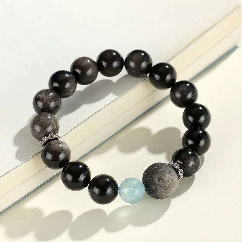Silver Stone crystal beaded bracelet for women with electroplated diamond-shaped beads in white pink navy blue and black hair crystal