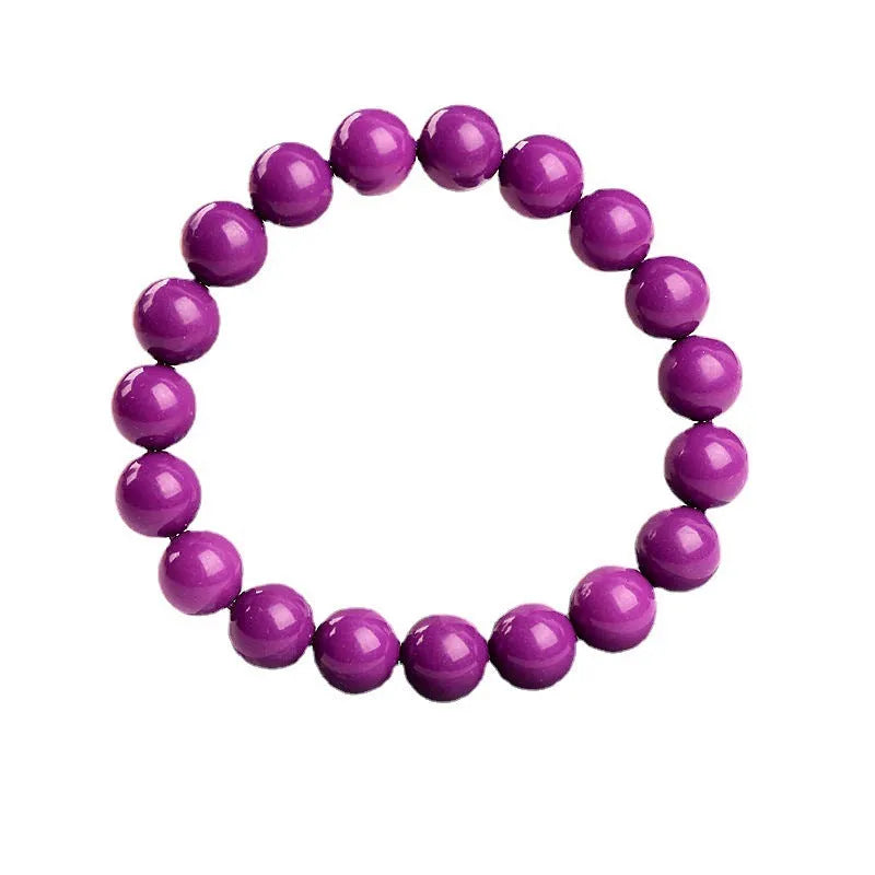 Purple crystal bracelet with polished beads in single-ring design for women and men