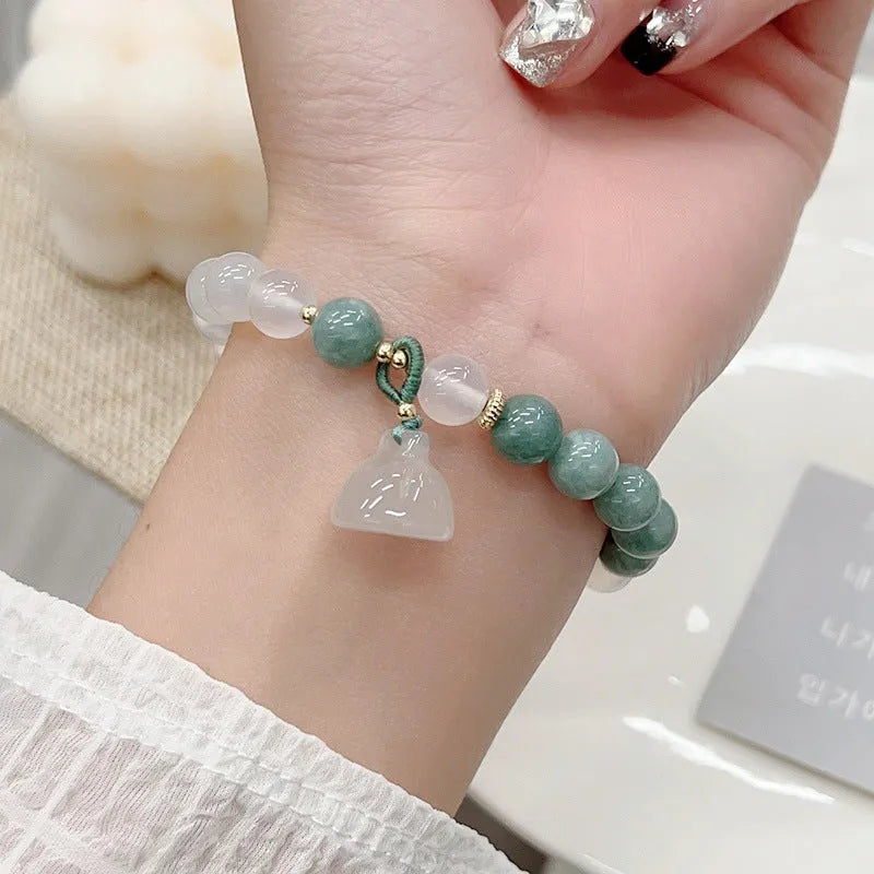 Women's retro Chinese style agate lotus seedpod bracelet natural stone handmade jewellery