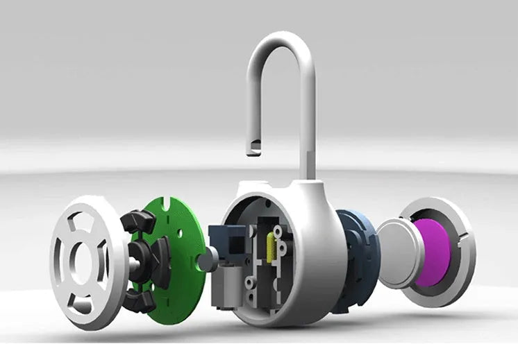 Silver smart padlock with Bluetooth and direction button password lock for luggage and lockers