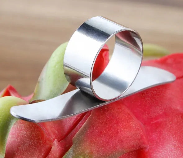 Silver stainless steel ring peeler for citrus fruits including oranges and pomelo