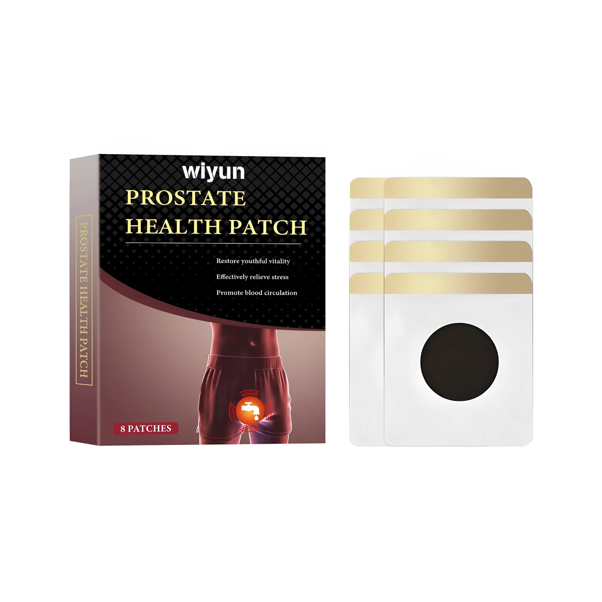 Men's Herbal Prostate Patch pack with 8 patches featuring wormwood and ginseng active ingredients