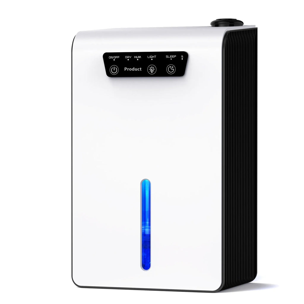 Milky white small household dehumidifier with reservoir for 10-20 square metre rooms