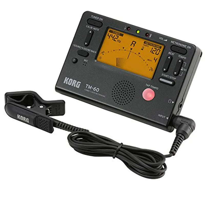 TM-60 black and white digital electronic metronome tuner with display screen