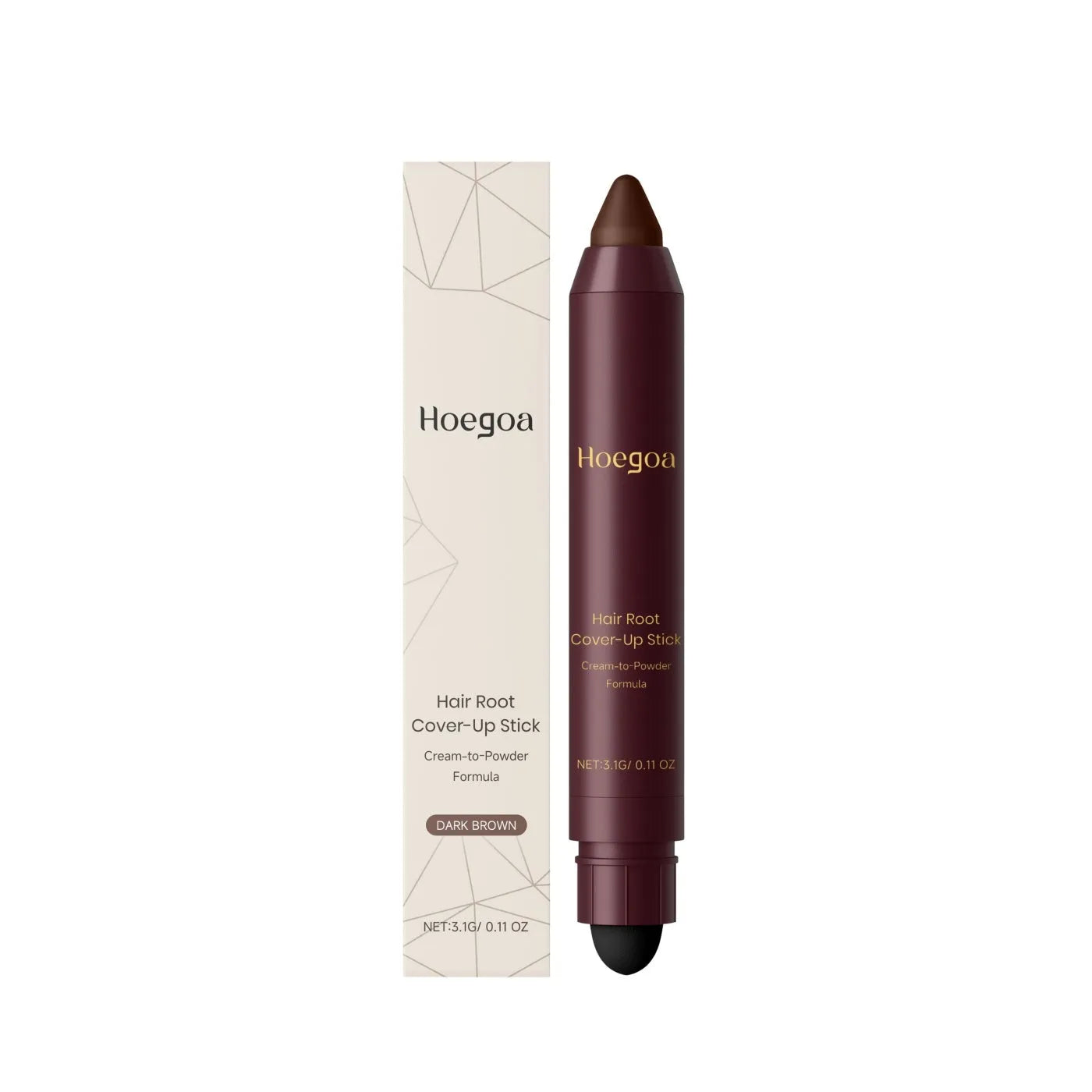 Hair root cover-up stick in black and dark brown twist-up applicator