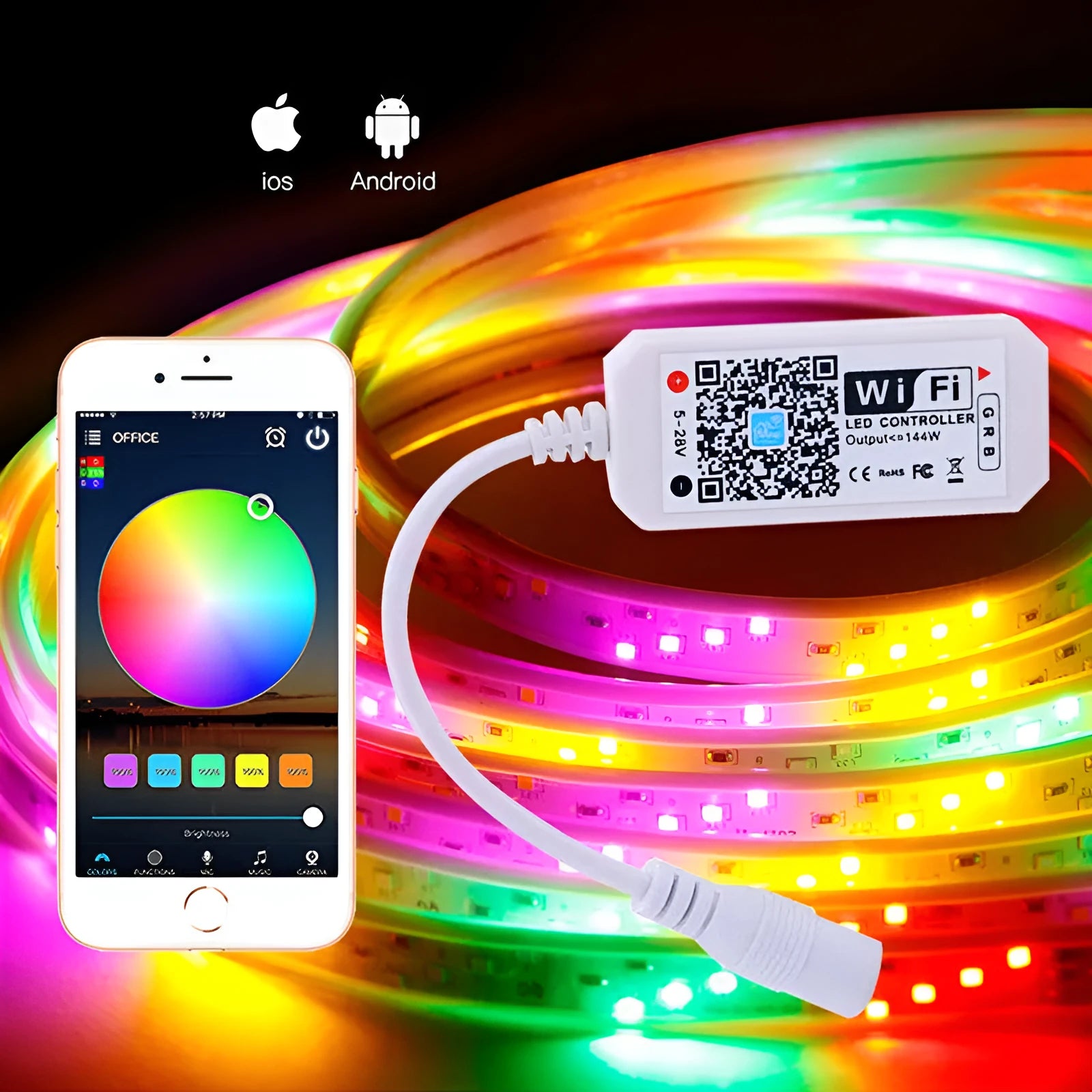 ZJ-MW-RGB WiFi light bar controller white casing 53mm by 24mm by 11mm for RGB LED strips