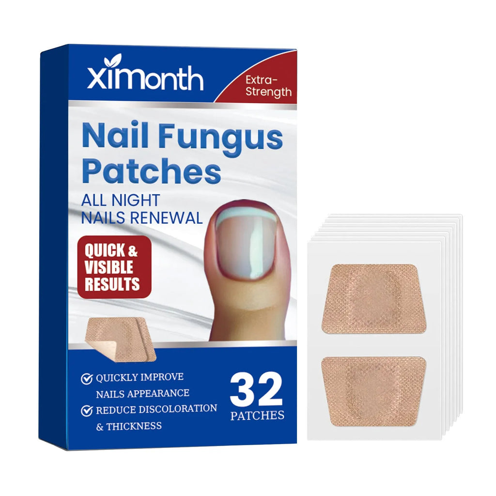 Box of 32 nail care adhesive bandage patches for nail repair.