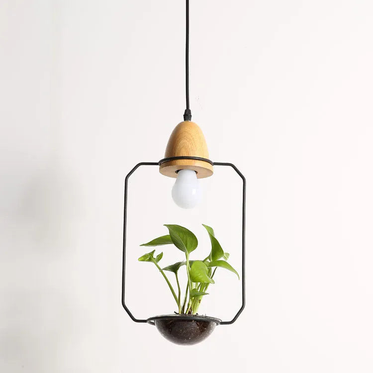 LED plant chandelier with three glass lampshades in black finish for living room ceiling